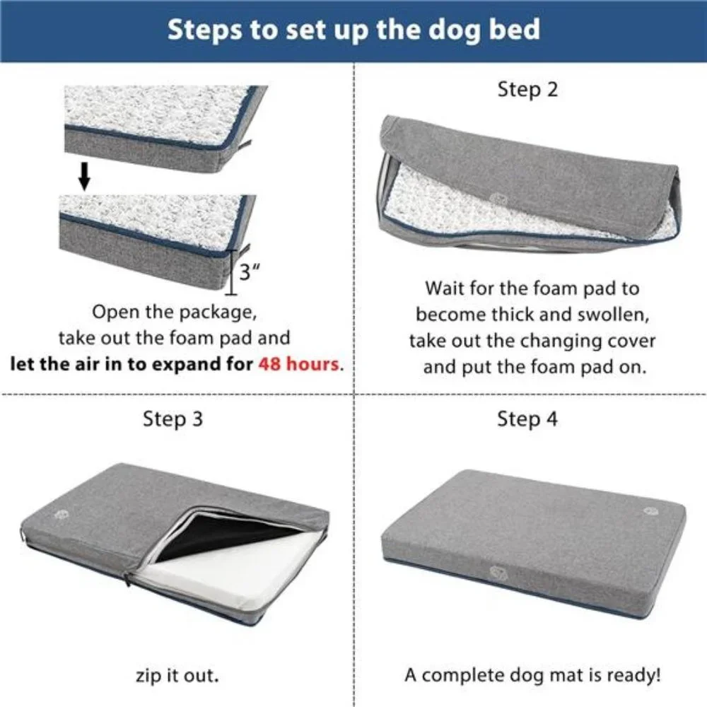 Water-Repellent DogBed for Crate Pad Reversible Cool &Warm,PetBeds with Washable